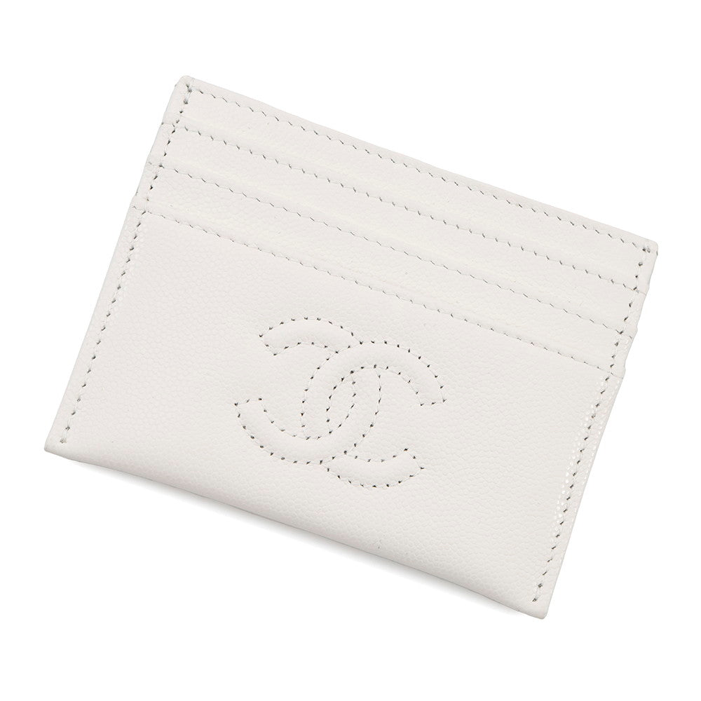CHANEL CC Logo Card Case 24/25 Year MÃ©tiers d'Art Collection WhiteAP4706 Caviar Leather