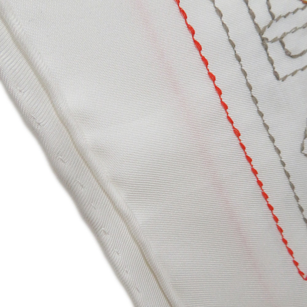 HERMES Scarf Carre ãExlibris Brode Sangleã Size 90 White/BlackH594275S Silk100%