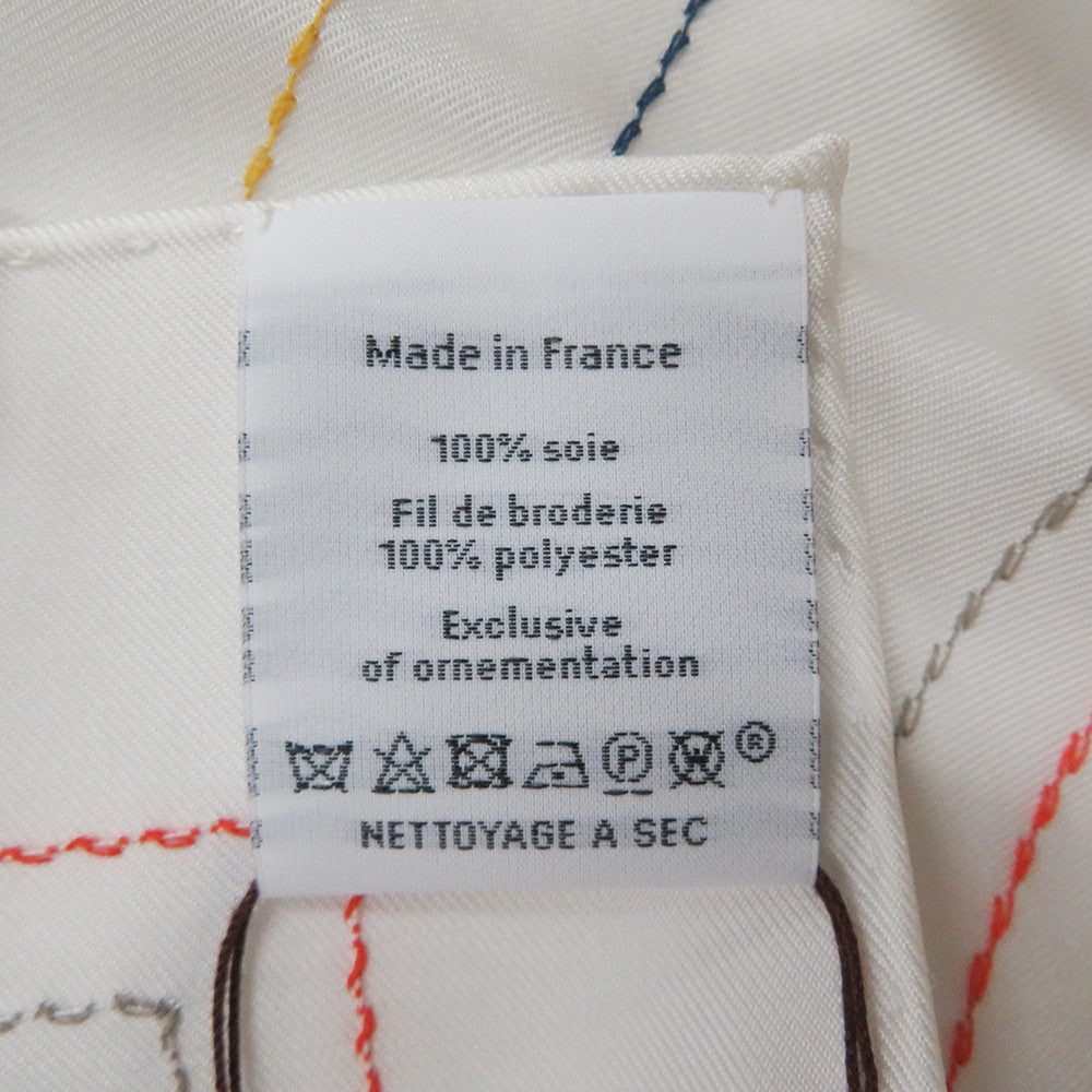 HERMES Scarf Carre ãExlibris Brode Sangleã Size 90 White/BlackH594275S Silk100%