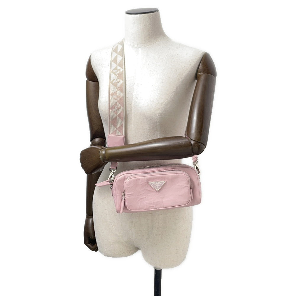 PRADA Nappa Antique Shoulder Bag Pink1BH198 Leather
