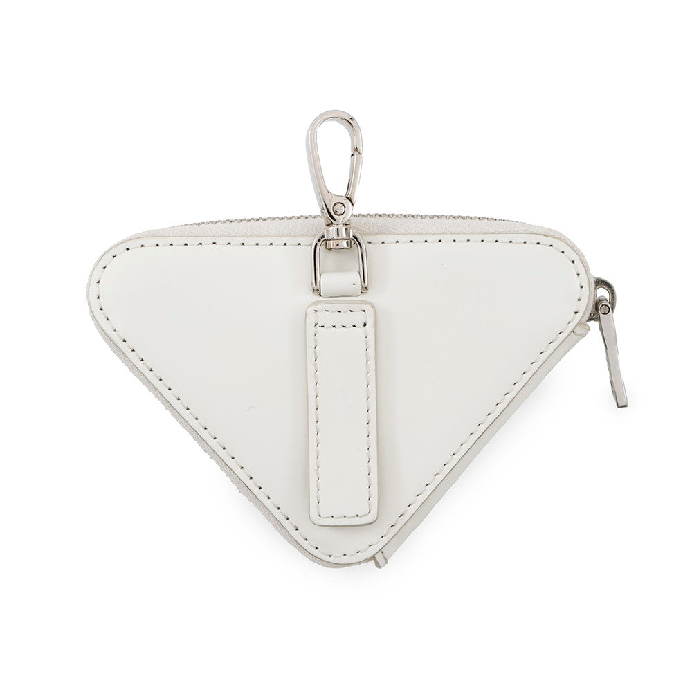 PRADA Triangle Coin purse White1TL433 Leather