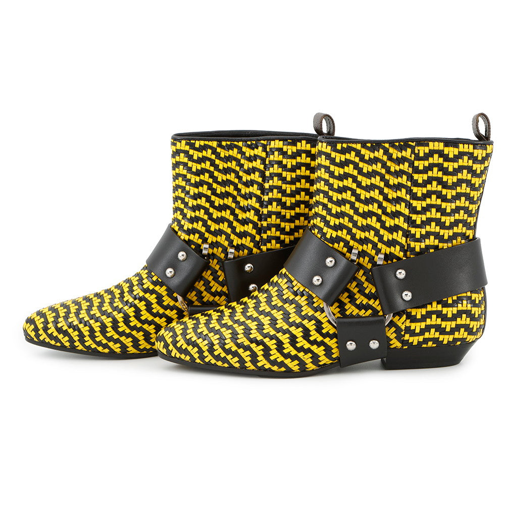 LOUIS VUITTON Rhapsody Line EncreBoots Black/Yellow Leather Size 36