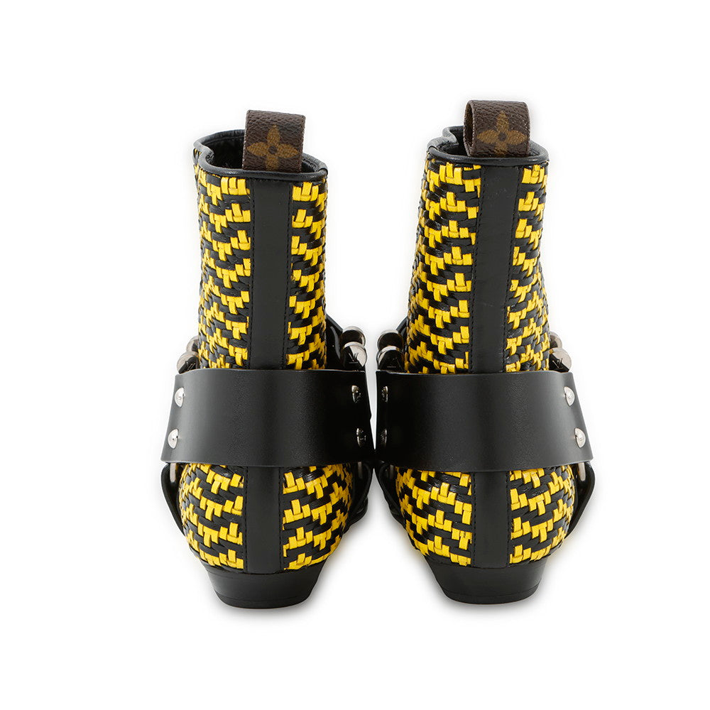 LOUIS VUITTON Rhapsody Line EncreBoots Black/Yellow Leather Size 36