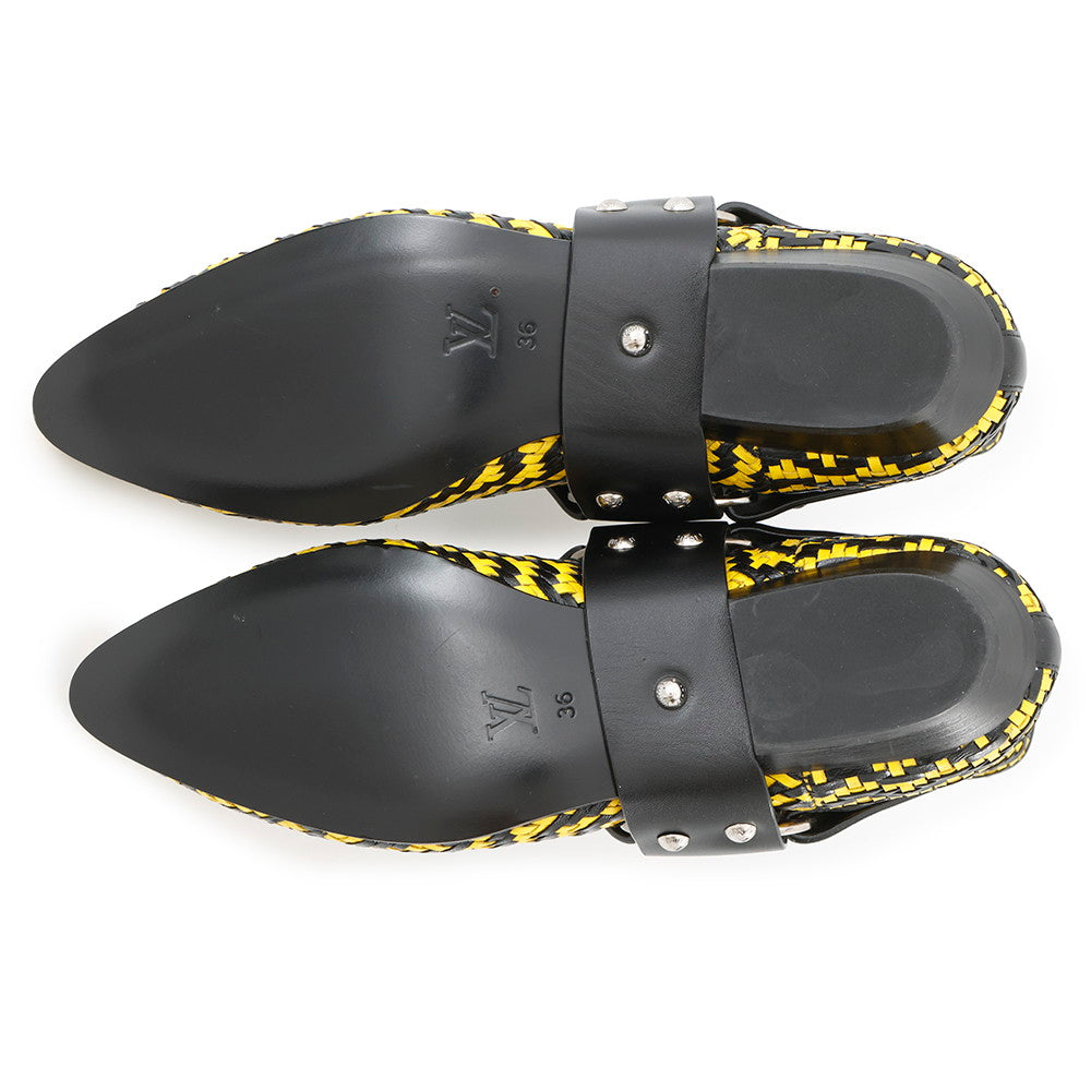 LOUIS VUITTON Rhapsody Line EncreBoots Black/Yellow Leather Size 36