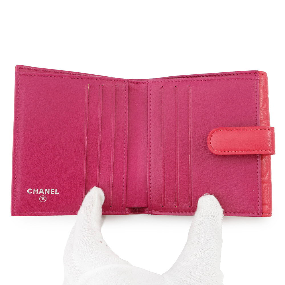 CHANEL Camellia W Hook Wallet Wallet Pink/PurpleA47422 Lambskin