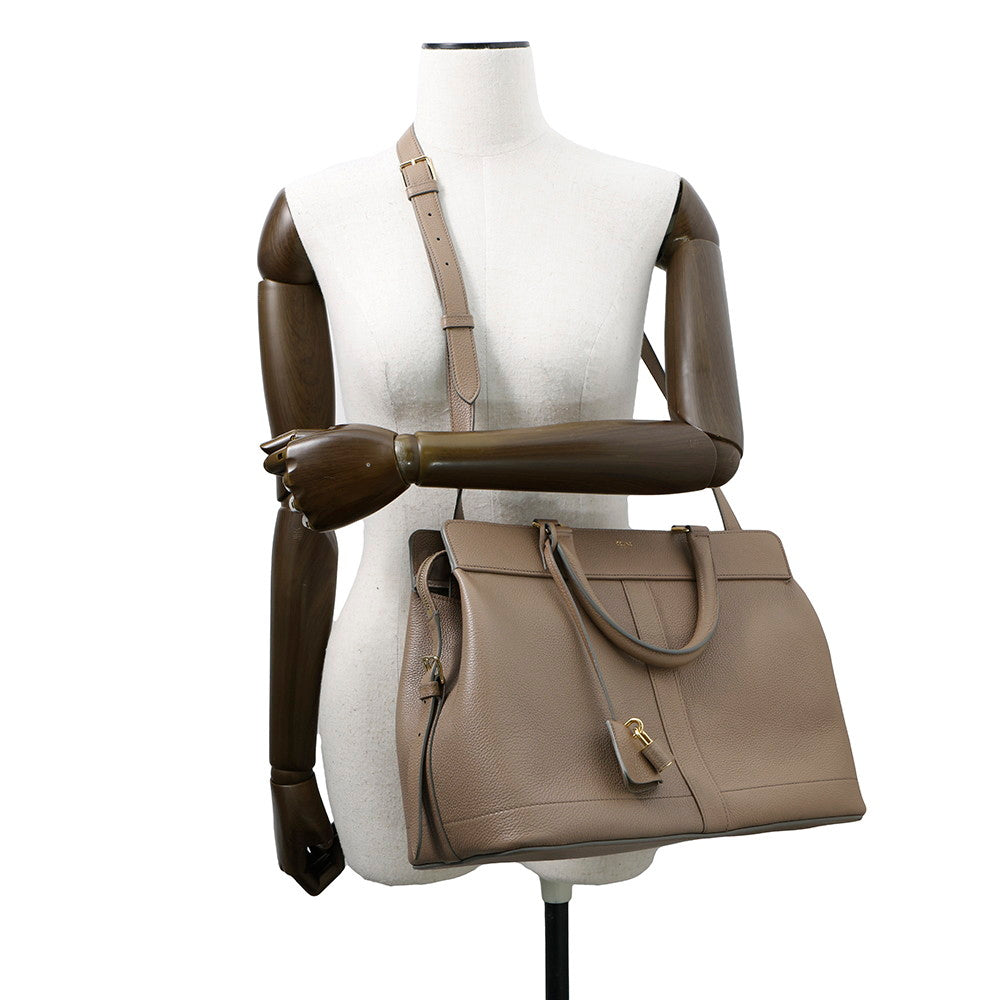 CELINE Cabas de France 2-Way Handbag Greige192663 Leather Size Medium