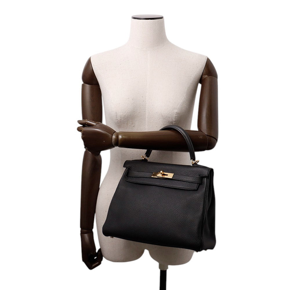 HERMES Kelly Retourne Black Togo Leather Size 28