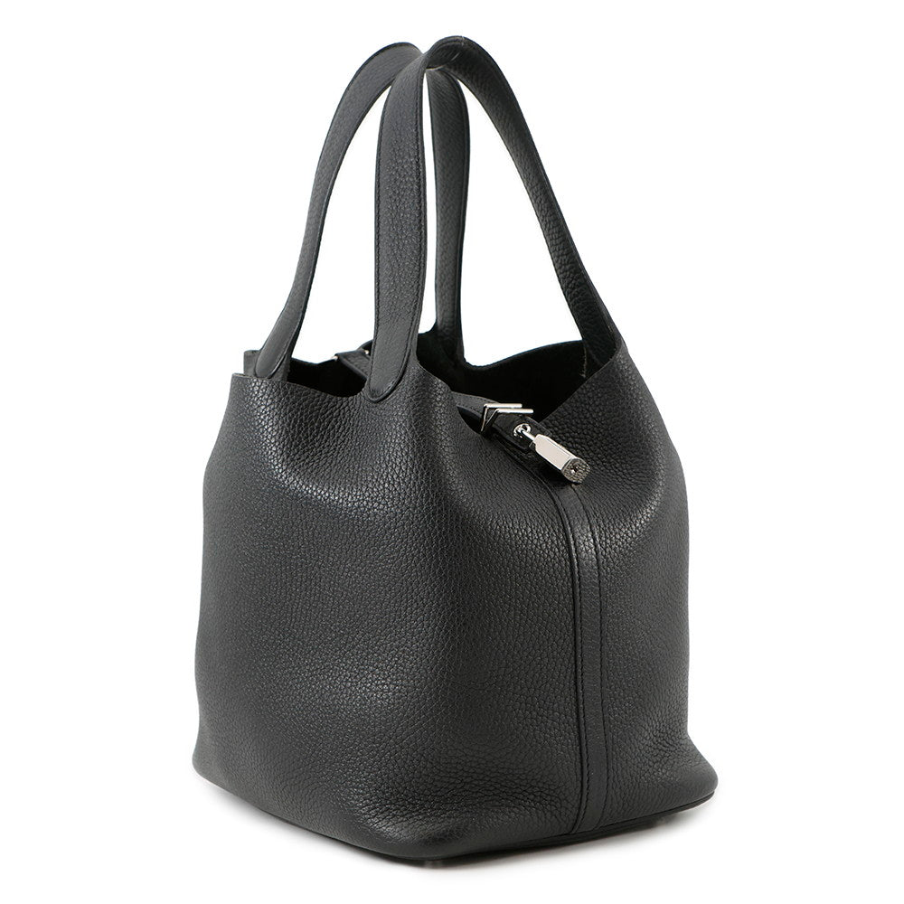 HERMES Picotin Lock Black Taurillon Clemence Size MM