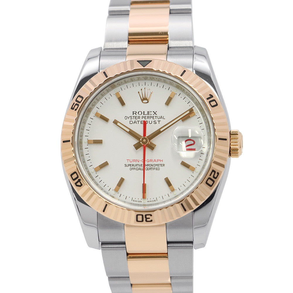 ROLEX Datejust Turn-O-Graph W36mm Stainless Steel K18PG White Dial116261