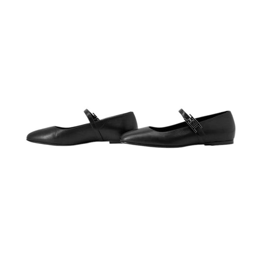 HERMES Ballet shoes "Jane" Black Leather Size 37 1/2
