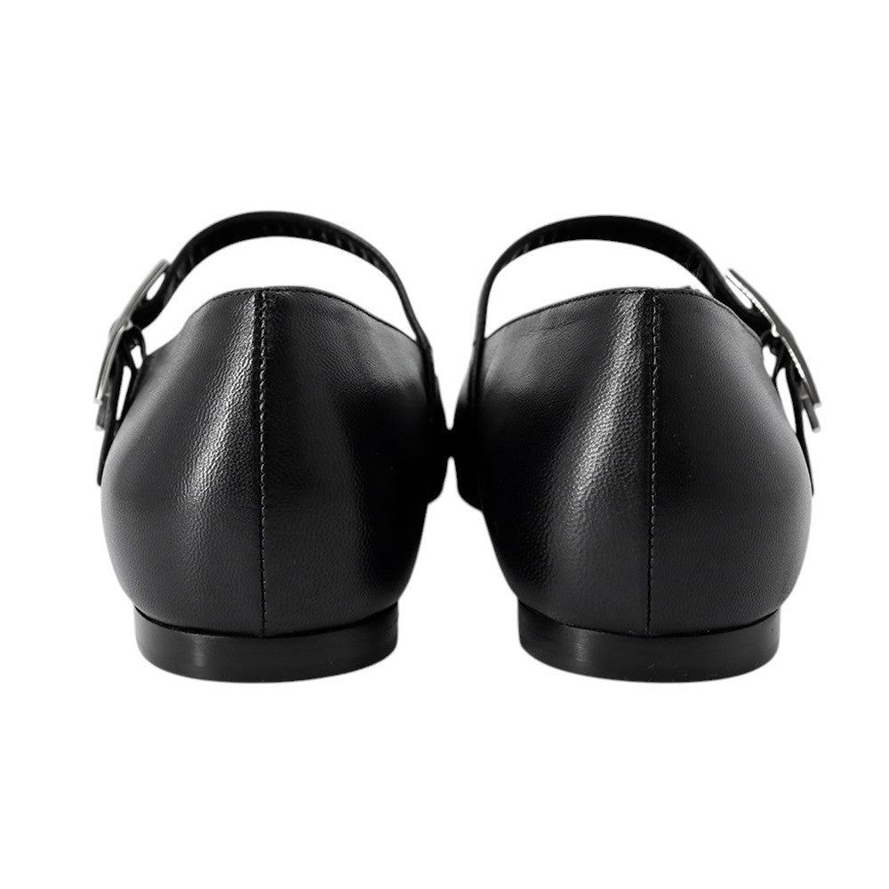HERMES Ballet shoes "Jane" Black Leather Size 37 1/2