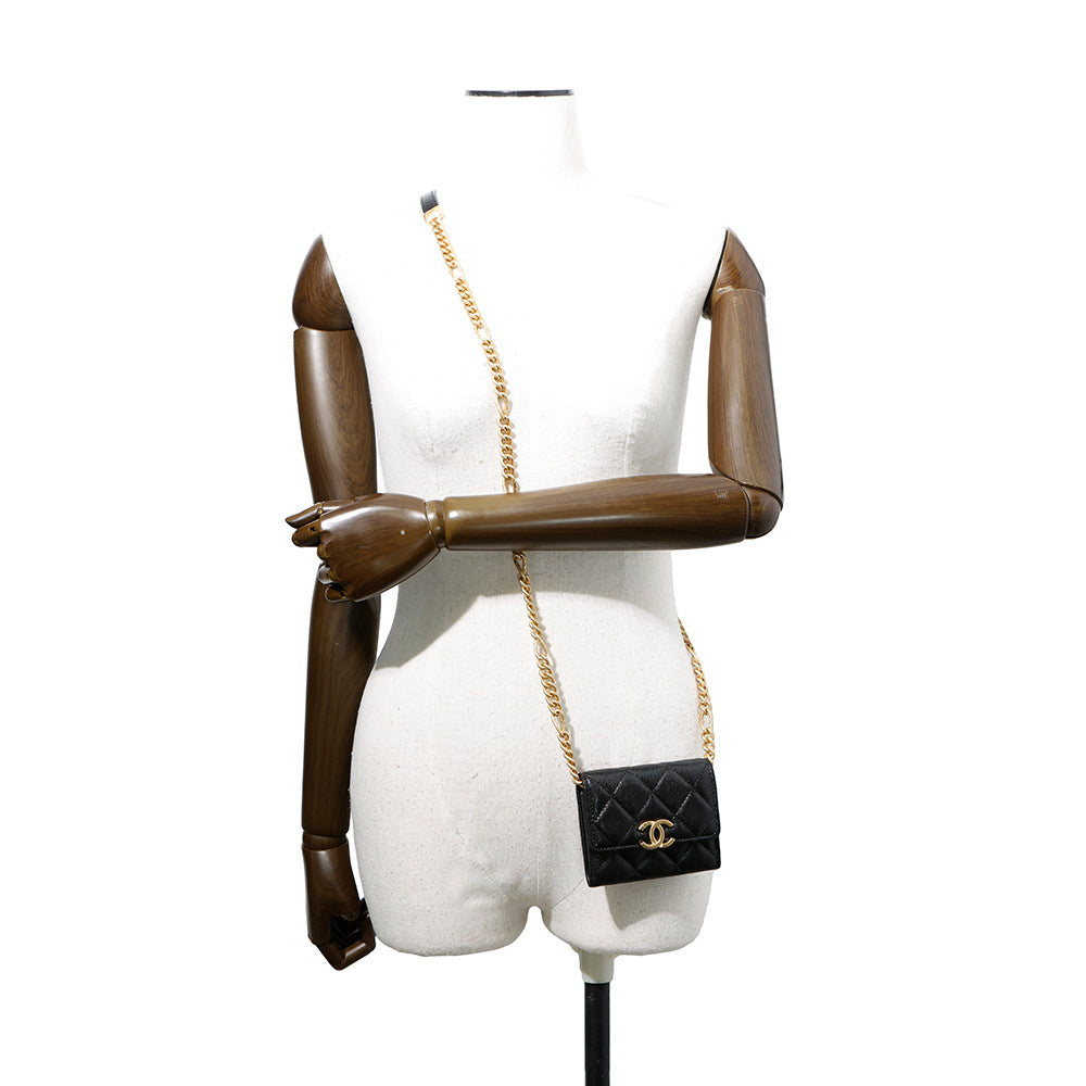 CHANEL Matelasse ChainClutch BlackAP2629 Caviar Leather
