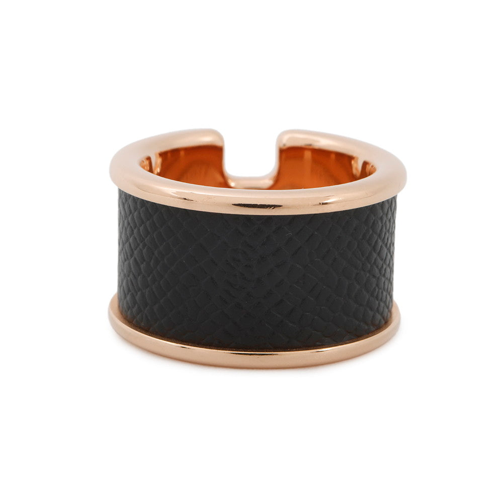 HERMES Orump Ring Size GM/S Black Veau Madame Metal