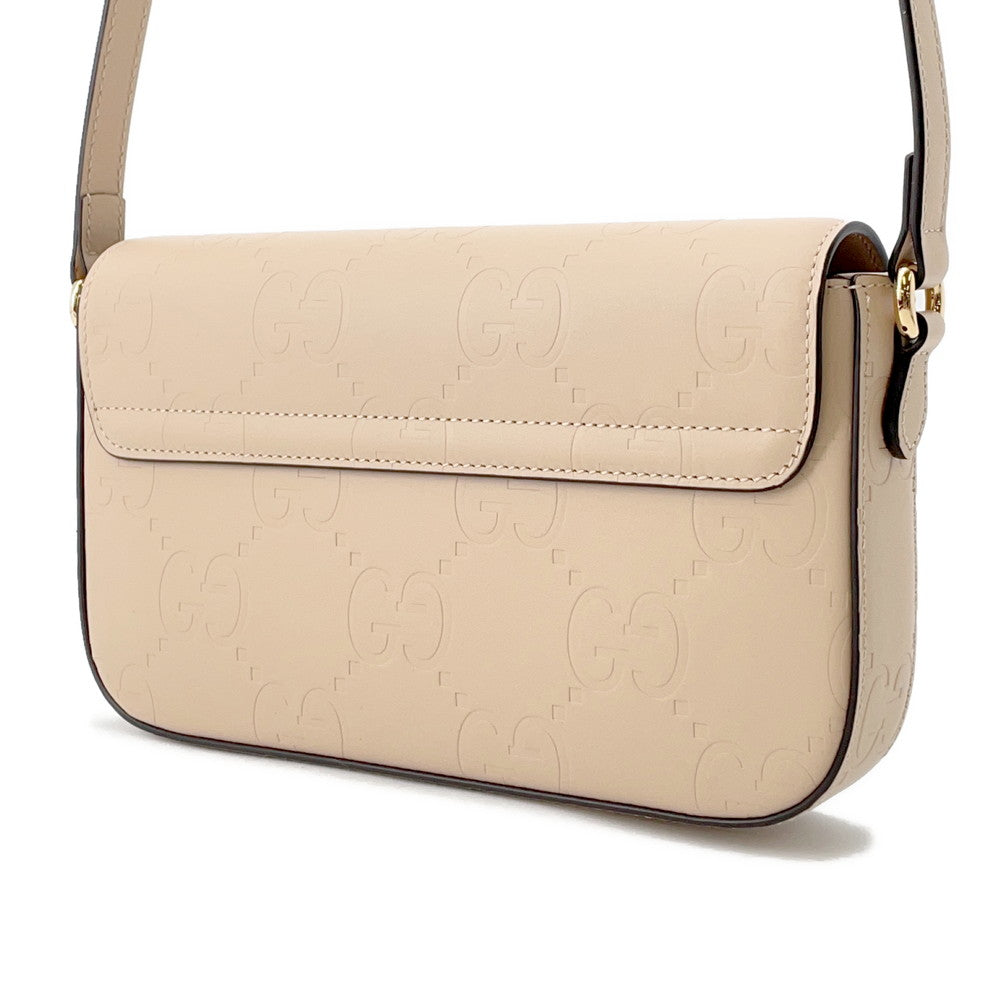 GUCCI GG Super Mini Shoulder Bag Beige772794 Leather