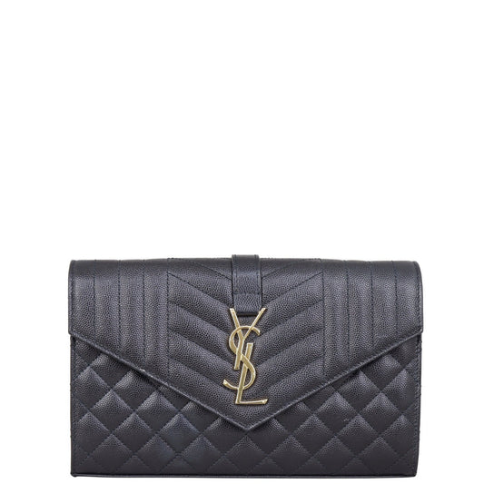 Saint Laurent Monogram Mix Matelasse Envelope Wallet on Chain