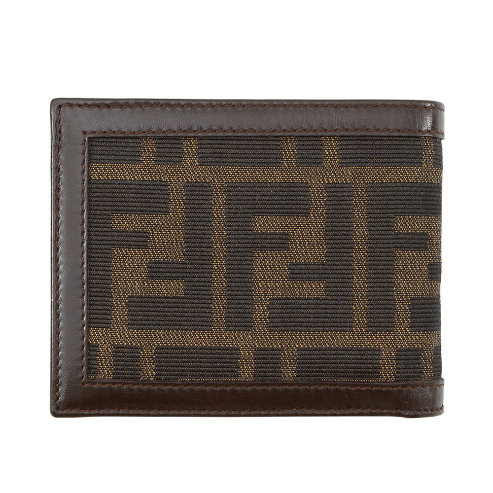 FENDI Zucca Pattern Bifold Wallet Brown Canvas/Leather