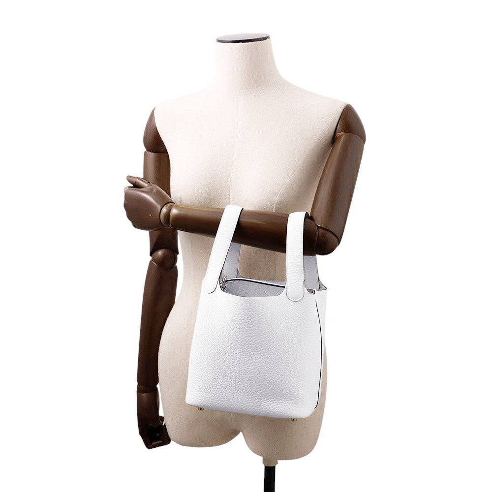 HERMES Picotin Lock New White Taurillon Clemence Size PM