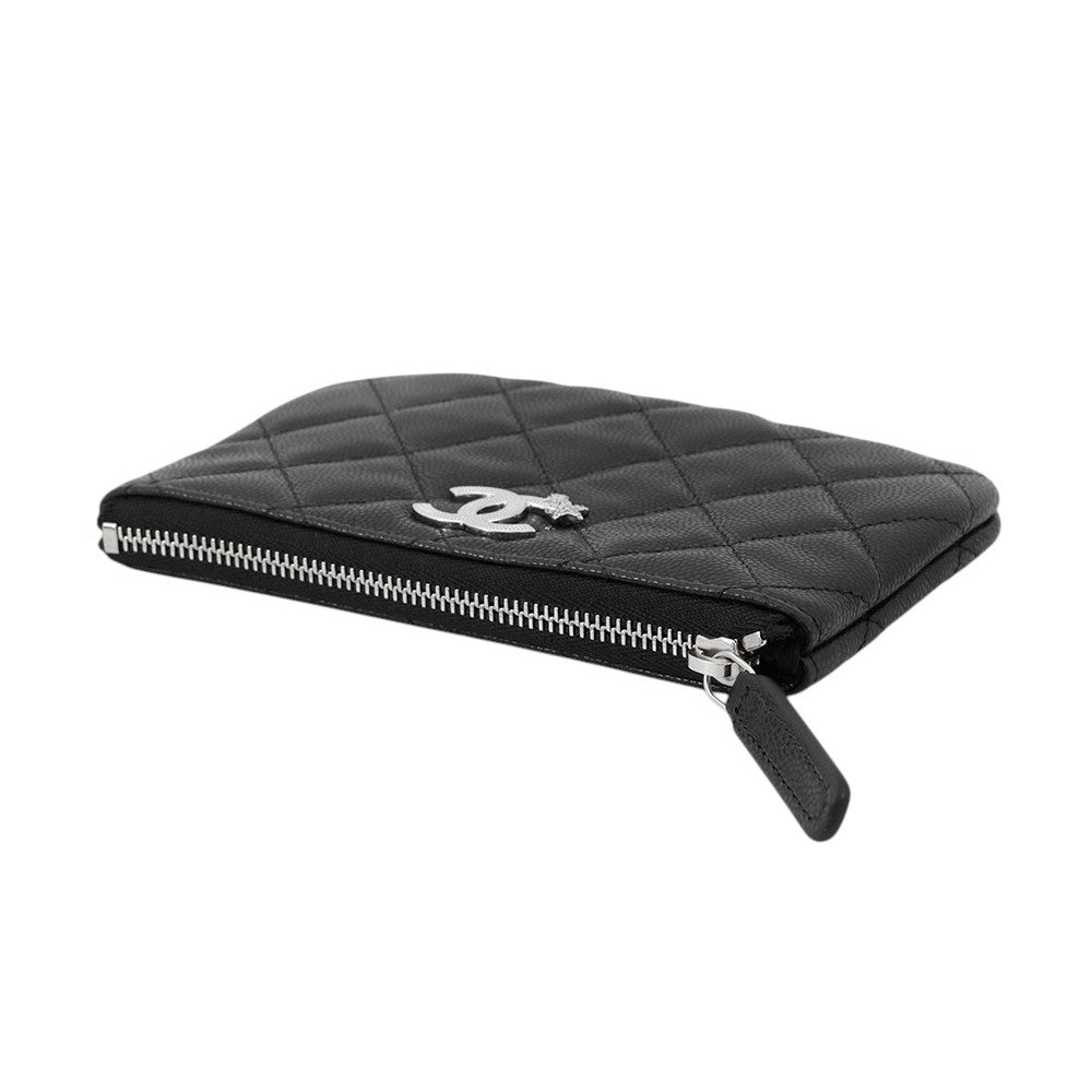 CHANEL Matelasse Star CC Logo Zip Pouch Coin Purse BlackAP4811 Soft Caviar Leather/Rhinestone