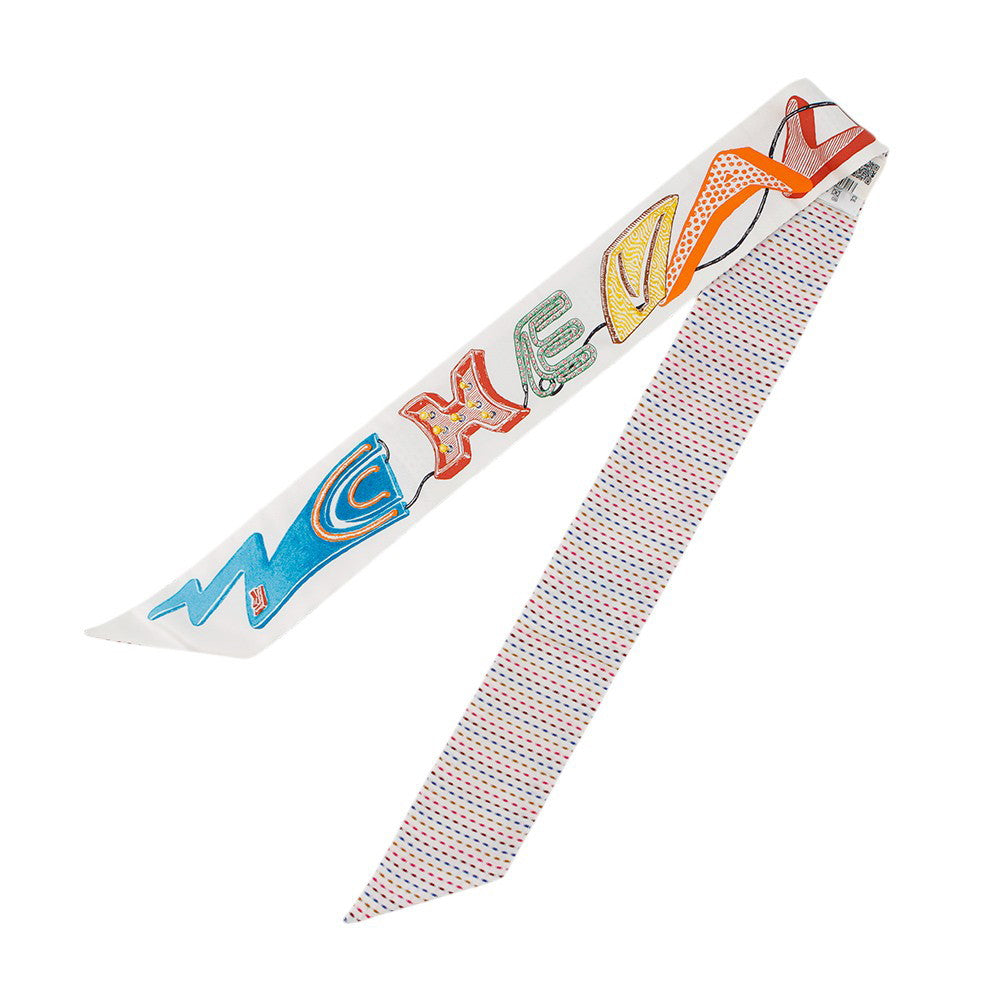 HERMES Twilly Chevaloscope Pointier White/Rose/VertH853954S Silk100%