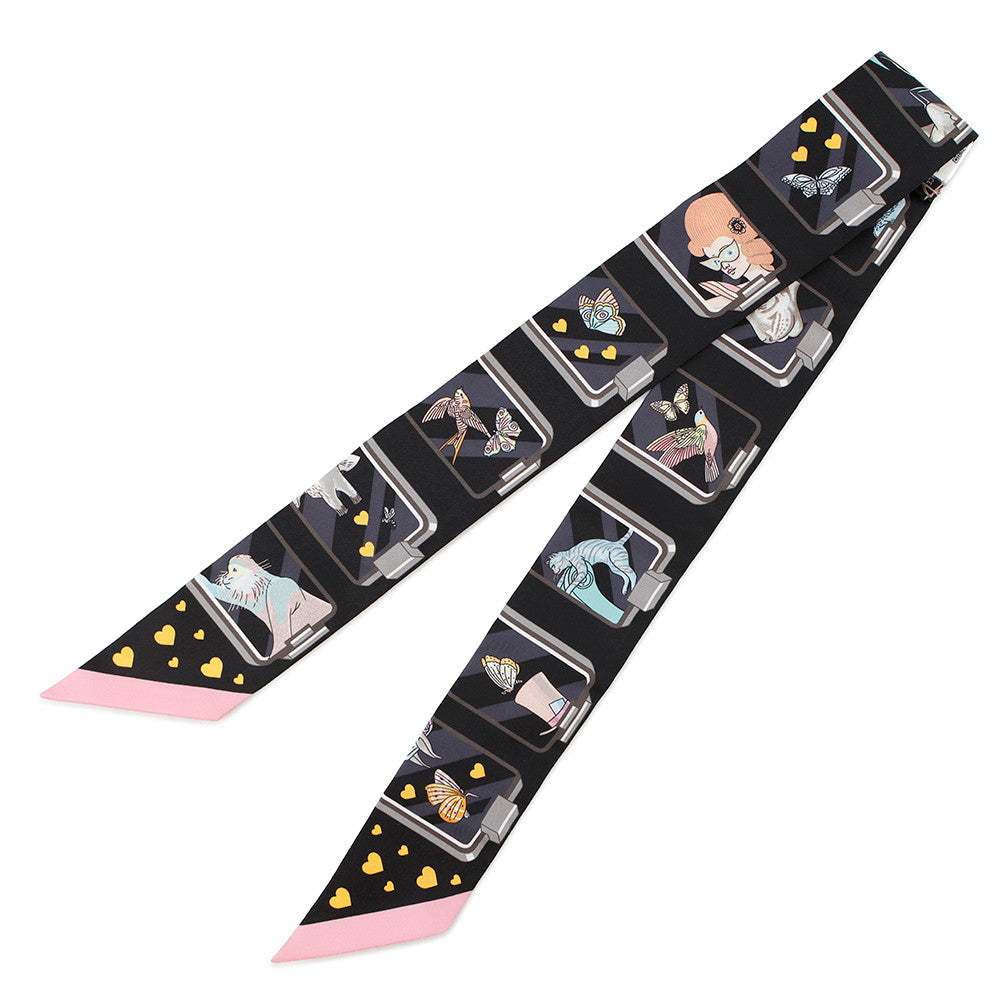 HERMES Twilly HERMESã»Story Black/Grease/RoseH063875S Silk100%