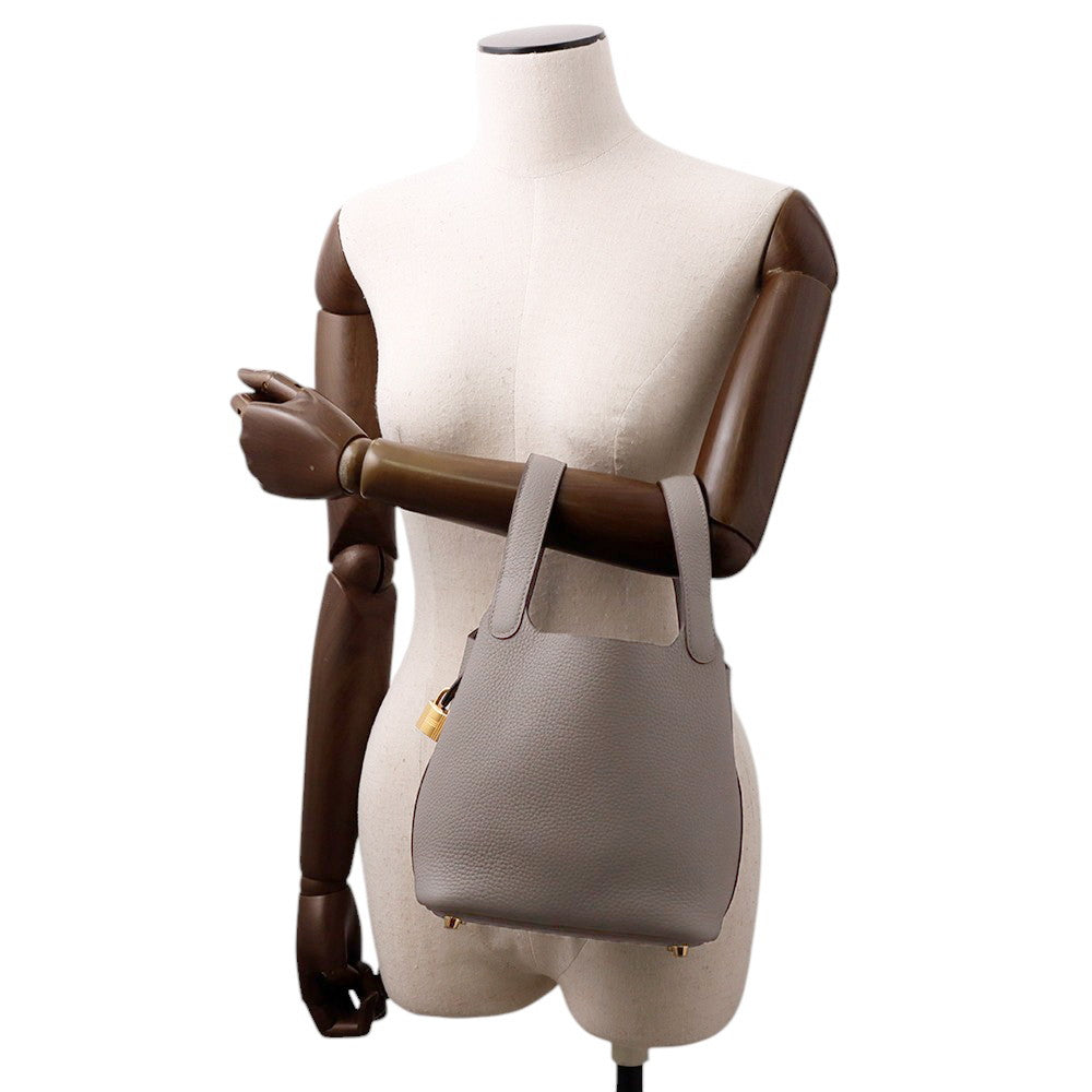 HERMES Picotin Lock Gris Meyer Taurillon Clemence Size PM