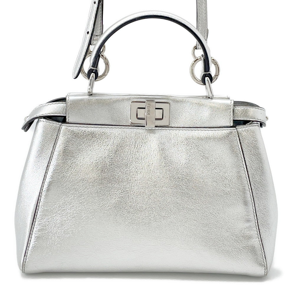FENDI Peekaboo 2WAYBag Silver8BN244 Leather Size Mini