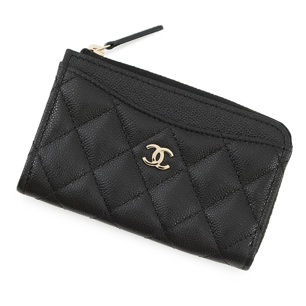 CHANEL Matelasse Fragment Card Case BlackAP3179 Caviar Leather