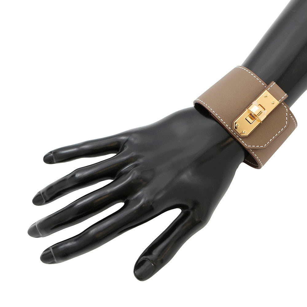 HERMES Kelly Twist Bracelet Size T3 Etoupe Swift Leather