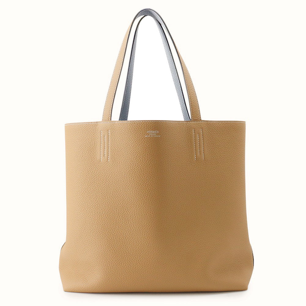 HERMES Double sense Biscuit/Blue Gacier Taurillon Clemence Size 36