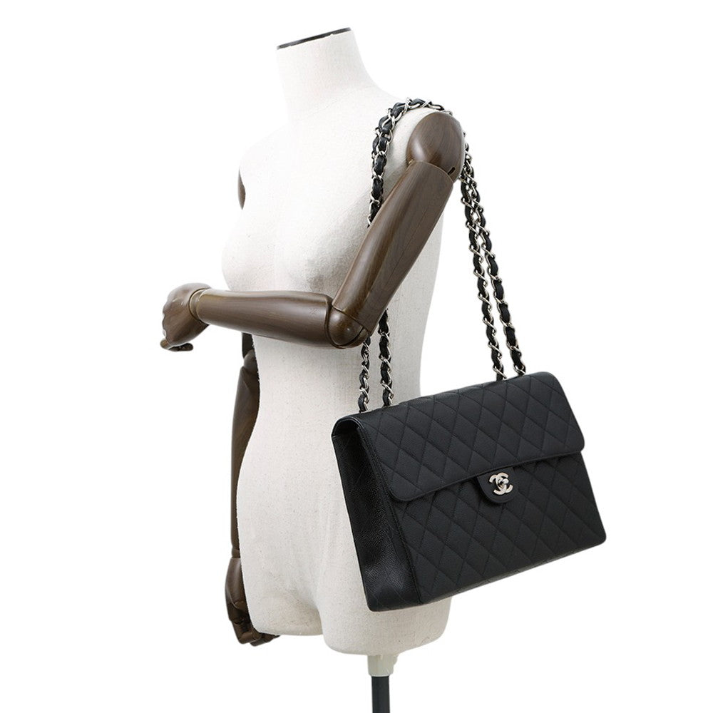 CHANEL Jumbo Matelasse ChainShoulder Bag BlackA11869 Caviar Leather Size 30
