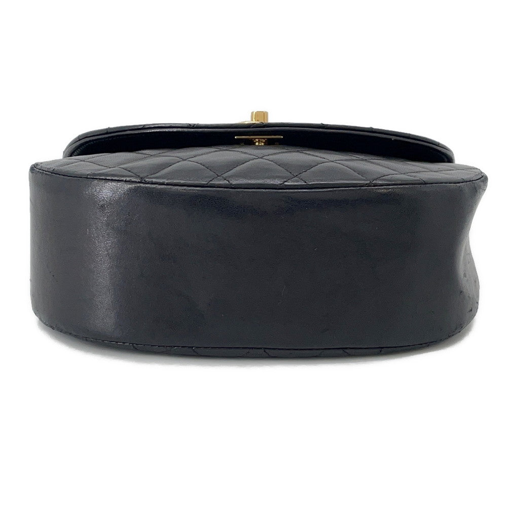 CHANEL Matelasse Half Moon Chainshoulder Bag Black Lambskin
