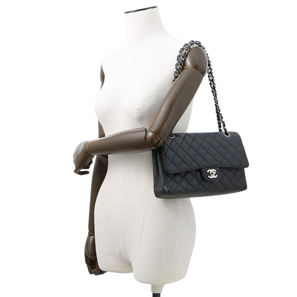 CHANEL Matelasse ChainShoulder Bag BlackA01112 Caviar Leather Size 25