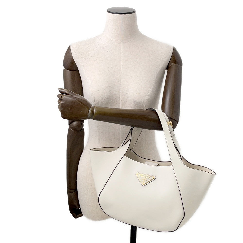 PRADA Tote Bag White1BG483 Leather