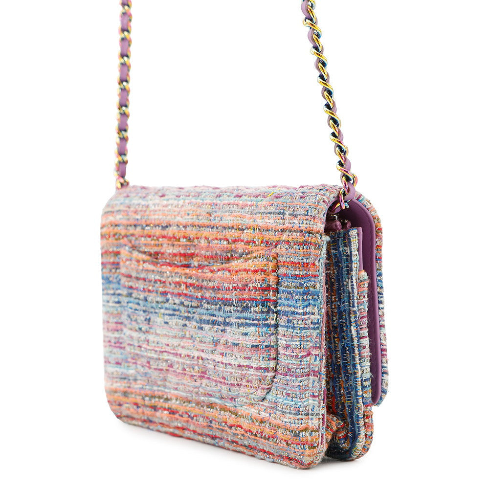 CHANEL Chain wallet Multicolor Tweed