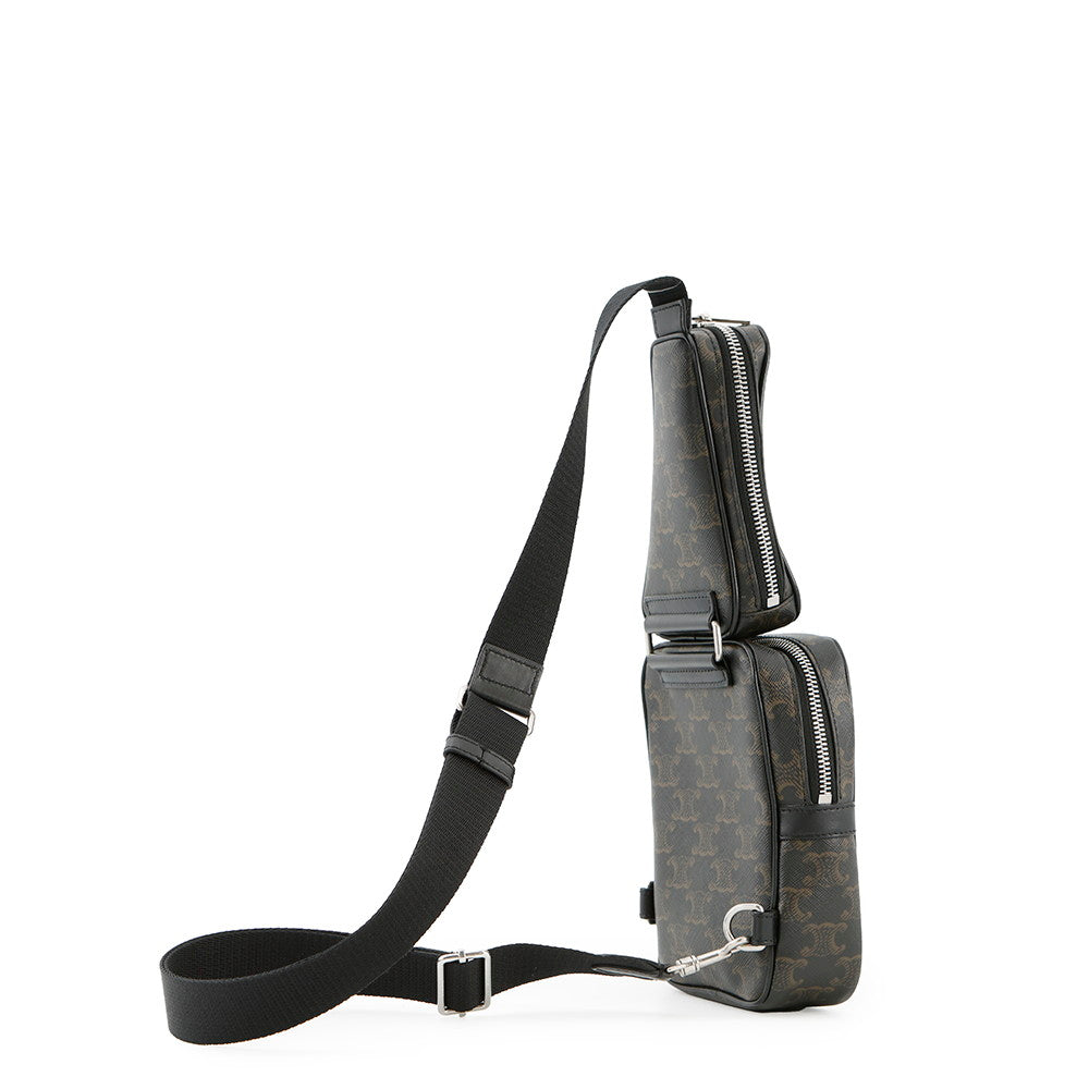 CELINE Triomphe Multi-Pocket Crossbody Bag Brown/Black111632EU1 PVC Leather
