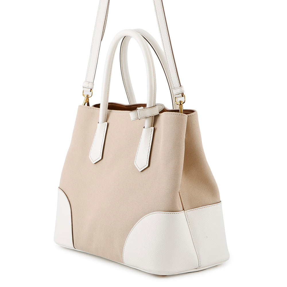 PRADA 2WAYBag Beige/WhiteBN2775 Canvas Leather