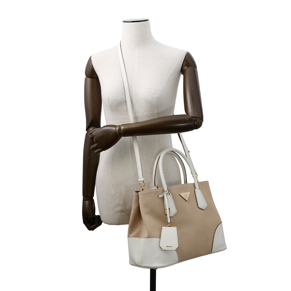 PRADA 2WAYBag Beige/WhiteBN2775 Canvas Leather