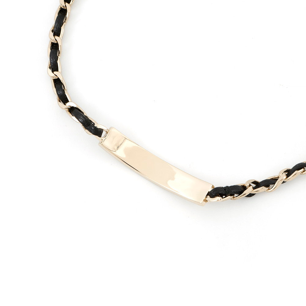 CHANEL With logo Chain choker BlackAB4711 Gold Plated Leather