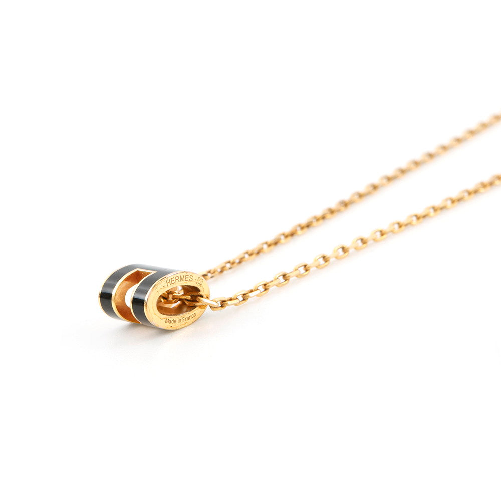 HERMES Pop Ash Necklace Black Metal Lacquer