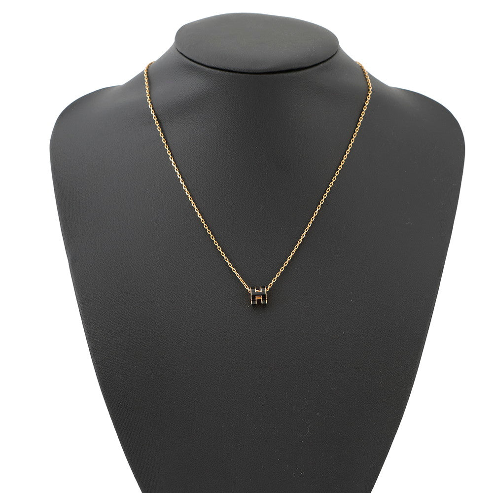 HERMES Pop Ash Necklace Black Metal Lacquer