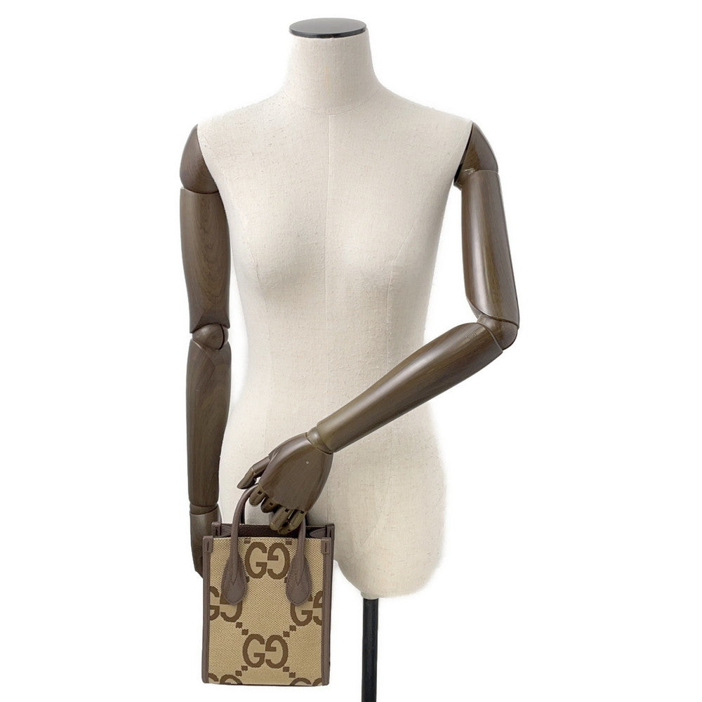 GUCCI Jumbo GG 2WAY Shoulder Bag Brown/Beige699406 Canvas Leather Size Mini