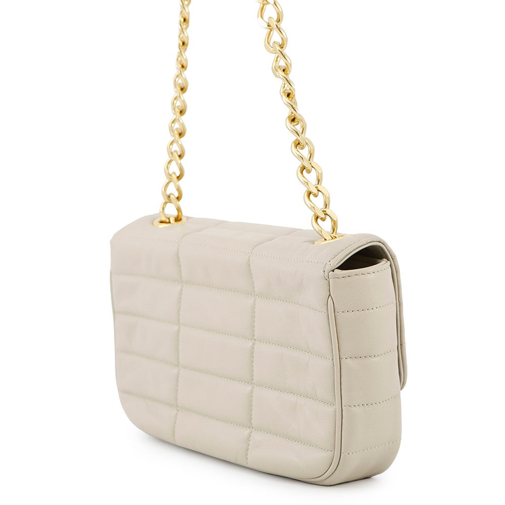 CELINE Matelasse Mono Chrome Chainshoulder Bag Greige111273 Leather