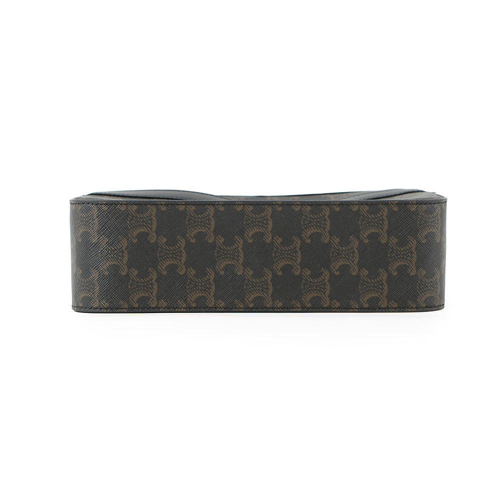 CELINE Triomphe Shoulder Bag Black/Brown PVC Leather