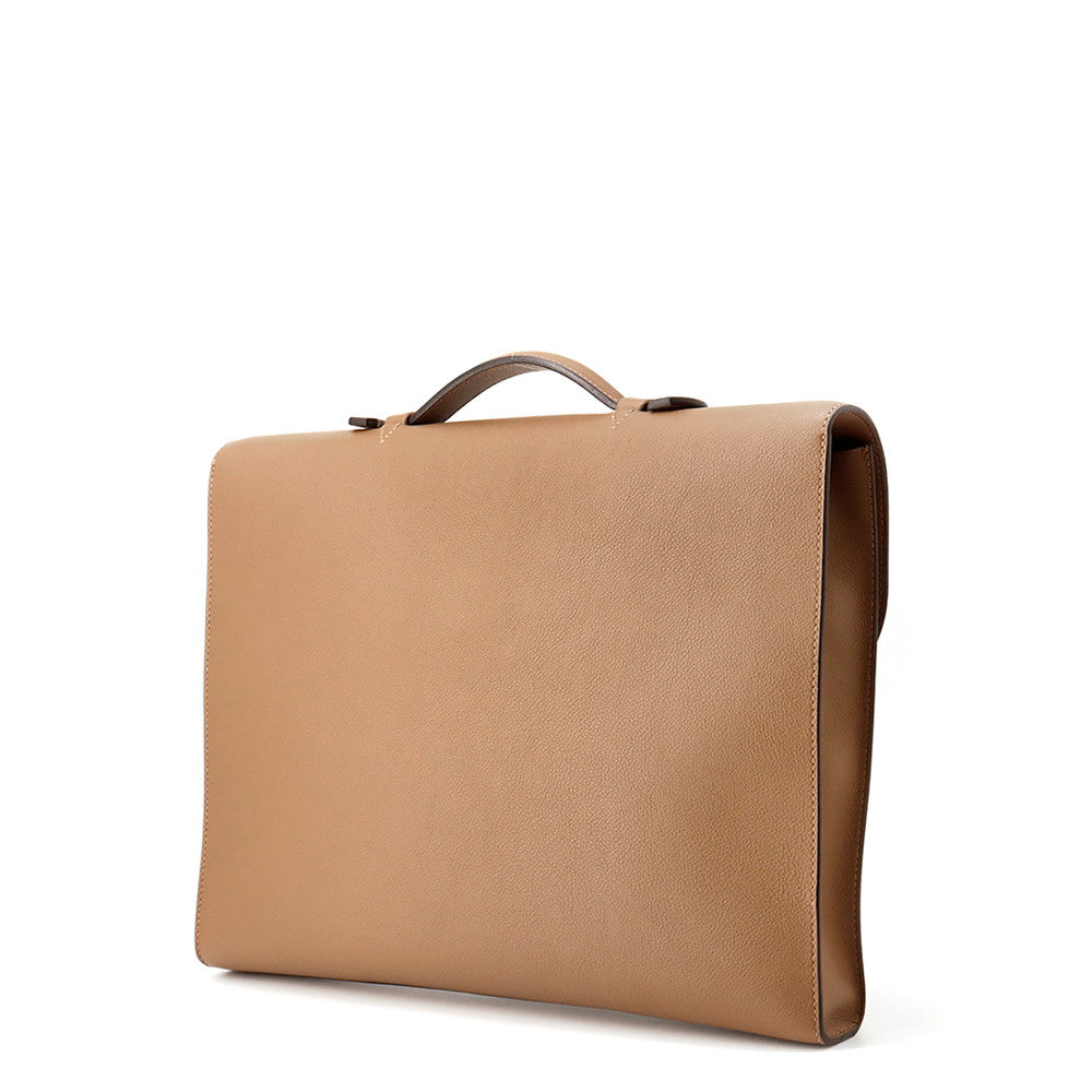 HERMES Sac A Depeches Light Tabac Camel Evercolor Size 37