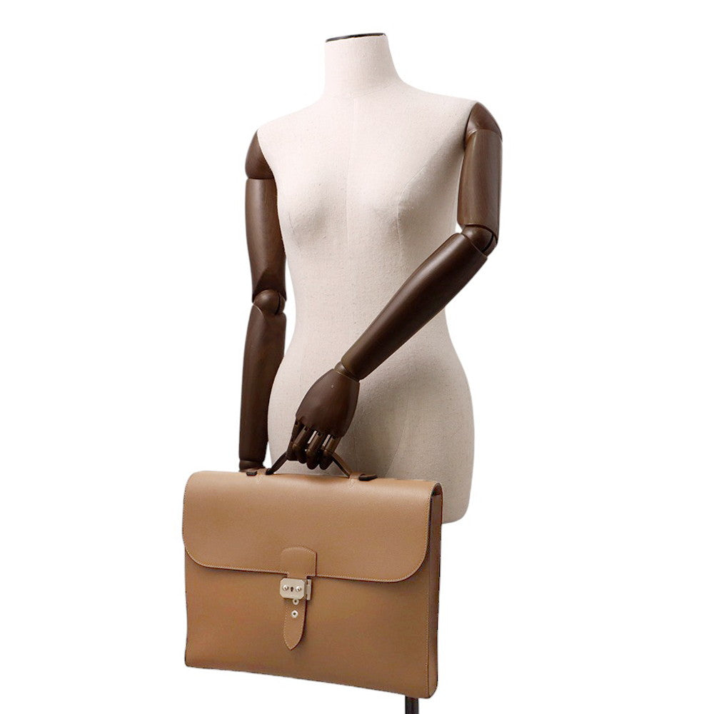 HERMES Sac A Depeches Light Tabac Camel Evercolor Size 37