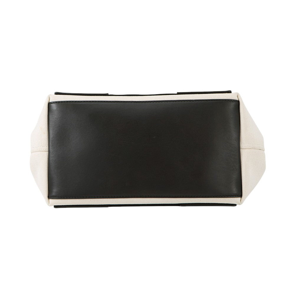BALENCIAGA Navy Kabas Natural/Black339933 Canvas Leather Size S