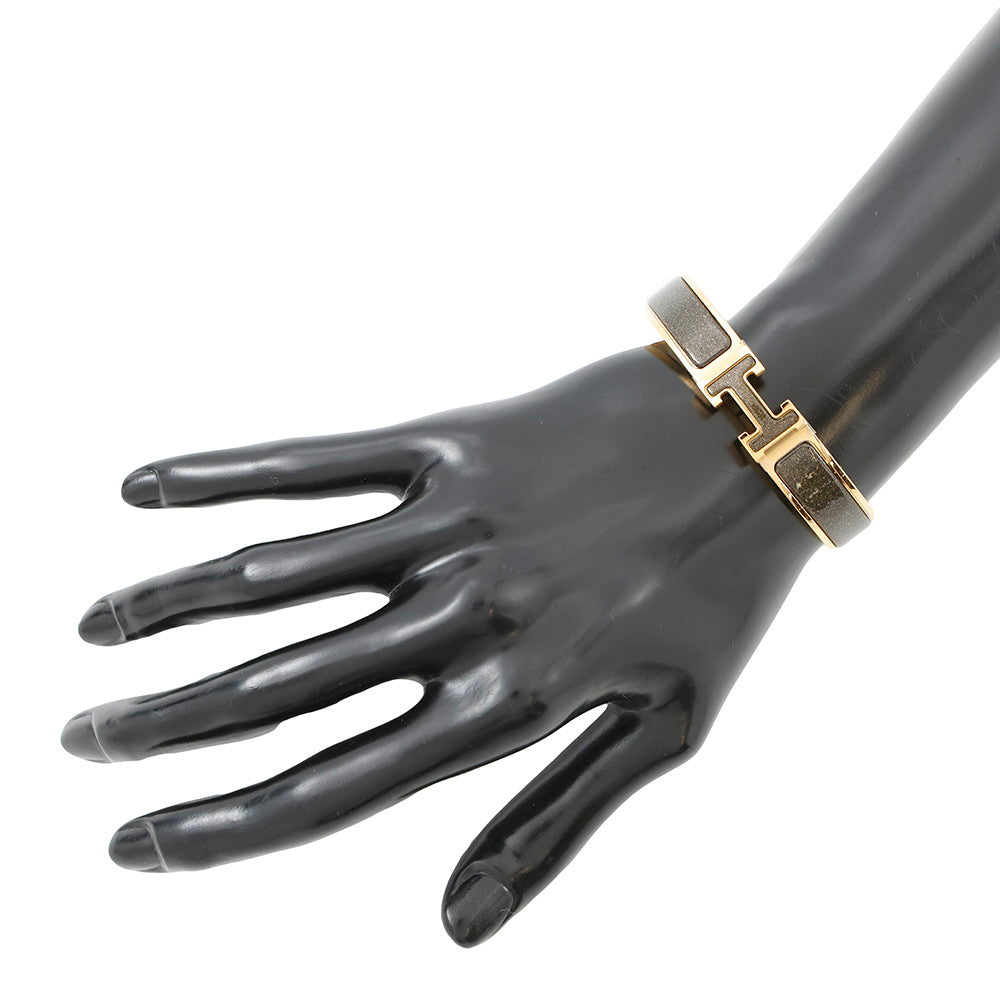 HERMES Clic crack Size PM Noirã»Dore Metal Enamel Glitter