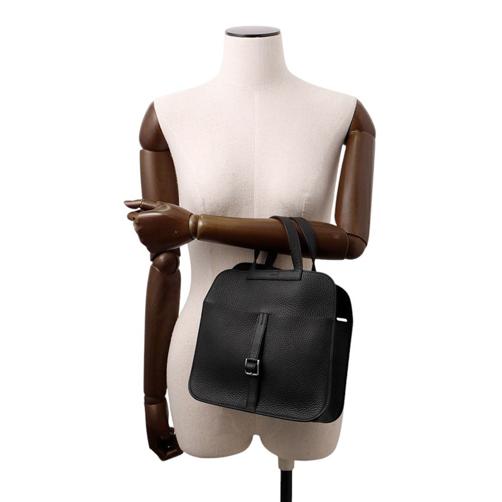 HERMES Halzan Black Taurillon Clemence Size 25