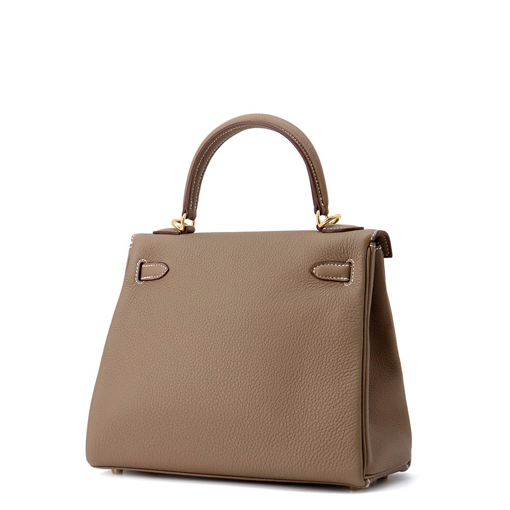 HERMES Kelly Retourne Etoupe Togo Leather Size 25