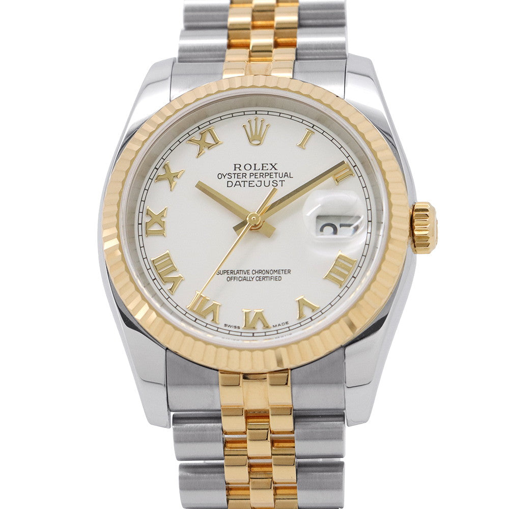 ROLEX Datejust W36mm Stainless Steel K18YG White Dial116233
